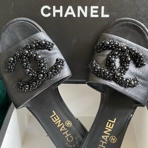 Chanel leather beaded sandals